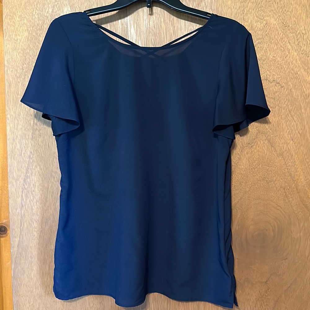 Navy Talbots short sleeve blouse